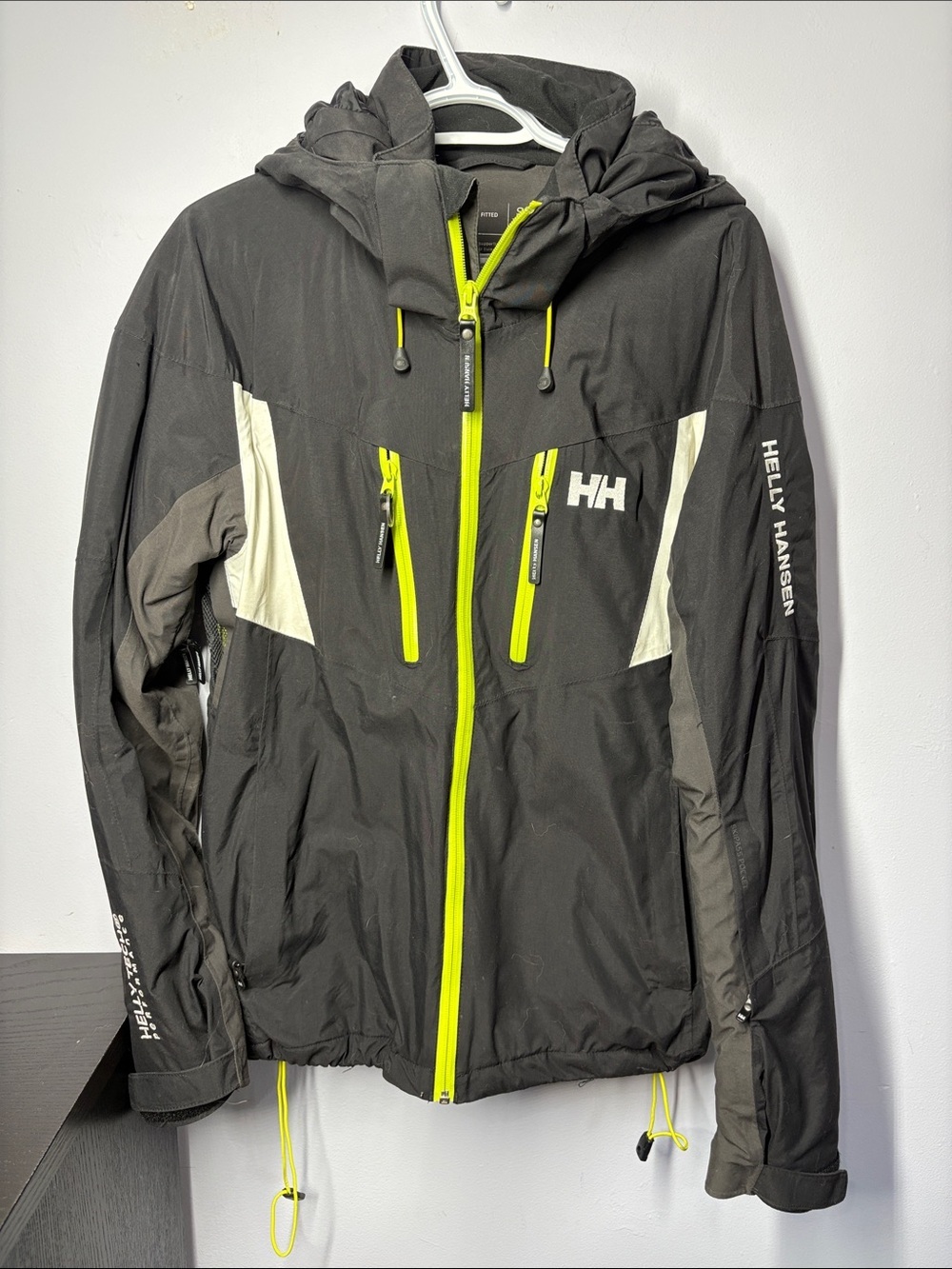 Helly Hansen Black Ski Jacket with Neon Yellow Accents